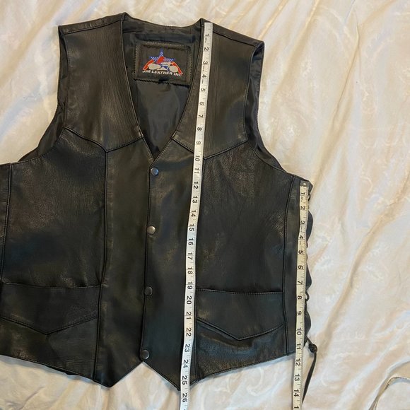Jim Leather Inc Black Leather Vest Sz XL - Picture 8 of 8